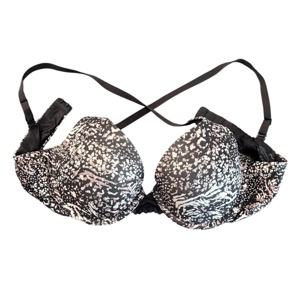 Women's Black and taupe Patterned Bra